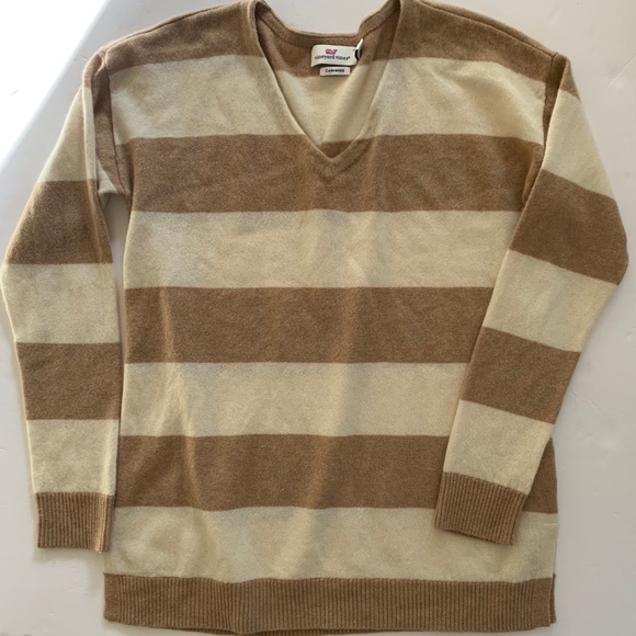 Vineyard Vines 100% Cashmere Striped V-Neck Pullover Sweater Size Small - Picture 6 of 8
